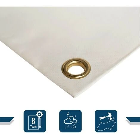 TECPLAST Toile Pergola Blanc Crème 3x4 M 640PR - Qualité 8 Ans - Bâche Pergola Ou Tonnelle étanche En PVC Pour Terrasse 6 TECPLAST Toile Pergola Blanc Crème 3x4 M 640PR - Qualité 8 Ans - Bâche Pergola Ou Tonnelle étanche En PVC Pour Terrasse – Image 4