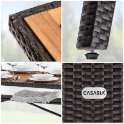 Table De Jardin Polyrotin Avec Compartiment Plateau En Bois D'acacia Pré-huilé Hauteur Réglable Résistant Aux Intempéries Brun -Promos Verde Rêverie Boutique 82242803 3