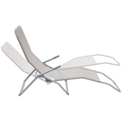 Lot De 2 Bains De Soleil Pliants - Levito Gris Taupe- Transats Textilène 2 Positions. Chaises Longues 11 Lot De 2 Bains De Soleil Pliants - Levito Gris Taupe- Transats Textilène 2 Positions. Chaises Longues -Promos Verde Rêverie Boutique 82408773 5