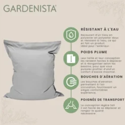 Gardenista Grand Pouf Rectangulaire Canapé Confortable Rembourrage De Sol Adulte Résistant à L'eau Et Aux UV, Matériau Durable Pour Le Jardin Et La Piscine,Brume Du Port -Promos Verde Rêverie Boutique 82502032 3