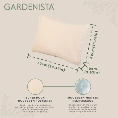 Gardenista Coussins De Canapé D'extérieur Pour Meubles En Rotin, Coussins De Siège Ou Oreillers De Dossier Résistants à L'eau Pour Décoration De Jardin Avec Remplissage , Pierre(52x40x10cm) 4 Gardenista Coussins De Canapé D'extérieur Pour Meubles En Rotin, Coussins De Siège Ou Oreillers De Dossier Résistants à L'eau Pour Décoration De Jardin Avec Remplissage , Pierre(52x40x10cm) – Image 2