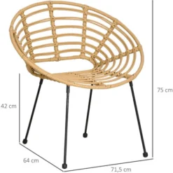 OUTSUNNY Lot De 2 Chaises De Jardin Style Colonial Coussins Beige Inclus Résine Tressée Et Filaire Aspect Rotin 9 OUTSUNNY Lot De 2 Chaises De Jardin Style Colonial Coussins Beige Inclus Résine Tressée Et Filaire Aspect Rotin -Promos Verde Rêverie Boutique 82741082 3