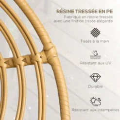 OUTSUNNY Lot De 2 Chaises De Jardin Style Colonial Coussins Beige Inclus Résine Tressée Et Filaire Aspect Rotin 10 OUTSUNNY Lot De 2 Chaises De Jardin Style Colonial Coussins Beige Inclus Résine Tressée Et Filaire Aspect Rotin -Promos Verde Rêverie Boutique 82741082 4