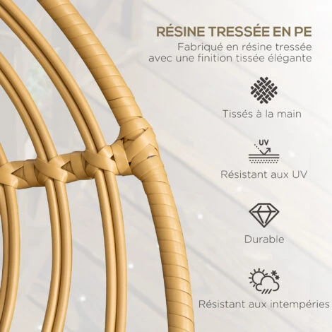 OUTSUNNY Lot De 2 Chaises De Jardin Style Colonial Coussins Beige Inclus Résine Tressée Et Filaire Aspect Rotin 6 OUTSUNNY Lot De 2 Chaises De Jardin Style Colonial Coussins Beige Inclus Résine Tressée Et Filaire Aspect Rotin – Image 4