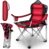 TRESKO Chaise De Camping Pliante ROUGE Jusqu'à 150 Kg Chaise De Pêche, Avec Accoudoirs Et Porte-gobelets -Promos Verde Rêverie Boutique 82798071 1