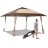 COSTWAY Tonnelle De Jardin Pliante 4M X 4M Avec Supports En Fer Et Roues/Tente De Reception Imperméable UPF 50+ à Hauteur 265-285CM Avant-Toits Sac Portable Pour 8-10 Personnes-Beige 1 COSTWAY Tonnelle De Jardin Pliante 4M X 4M Avec Supports En Fer Et Roues/Tente De Reception Imperméable UPF 50+ à Hauteur 265-285CM Avant-Toits Sac Portable Pour 8-10 Personnes-Beige -Promos Verde Rêverie Boutique 83170585 1