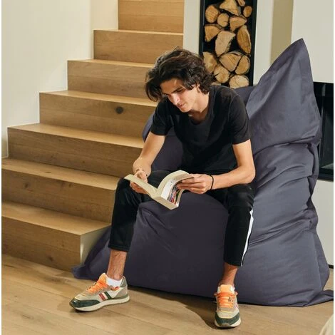 Pouf Géant XXL Intérieur Et Extérieur, Déhoussable, Salon, Jardin, Deco Arts Gris Carbone 4 Pouf Géant XXL Intérieur Et Extérieur, Déhoussable, Salon, Jardin, Deco Arts Gris Carbone – Image 2