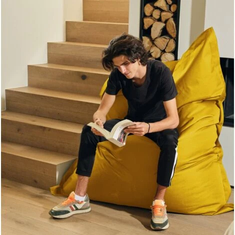 Pouf Géant XXL Intérieur Et Extérieur, Déhoussable, Salon, Jardin, Deco Arts Jaune Miel 4 Pouf Géant XXL Intérieur Et Extérieur, Déhoussable, Salon, Jardin, Deco Arts Jaune Miel – Image 2