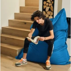 Pouf Géant XXL Intérieur Et Extérieur, Déhoussable, Salon, Jardin, Deco Arts Bleu Pétrole -Promos Verde Rêverie Boutique 83724047 2