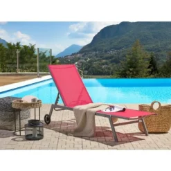Transat Structure En Acier Sur Roues Dossier Réglable Textile Rouge Levanzo 8 Transat Structure En Acier Sur Roues Dossier Réglable Textile Rouge Levanzo -Promos Verde Rêverie Boutique 83724522 2
