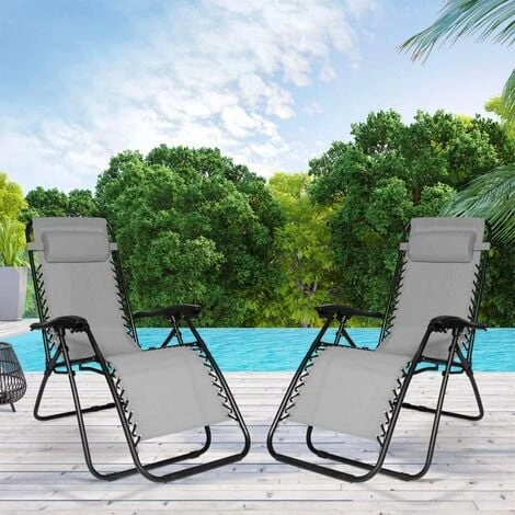 Lot De 2 Fauteuils De Jardin Inclinables Relax Gris Anthracite 4 Lot De 2 Fauteuils De Jardin Inclinables Relax Gris Anthracite – Image 2