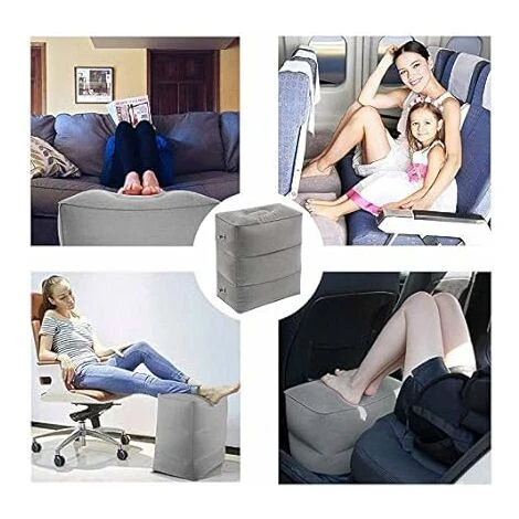 SVKBJROY Oreiller De Repose-pieds Gonflable En PVC Floqué Coussin De Repose-pieds Gonflable En Hauteur Réglable Tabouret Gonflable Relaxe Vos Jambes Convient Pour Les Voyages Train Avion Bureau (Gris) 7 SVKBJROY Oreiller De Repose-pieds Gonflable En PVC Floqué Coussin De Repose-pieds Gonflable En Hauteur Réglable Tabouret Gonflable Relaxe Vos Jambes Convient Pour Les Voyages Train Avion Bureau (Gris) – Image 5