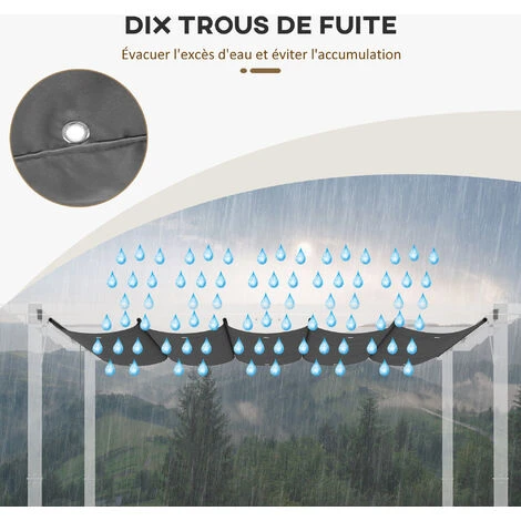 OUTSUNNY Toile De Rechange Pour Pergola Rétractable 3 X 3 M Polyester Haute Densité 180 G/m² Imperméabilisé Gris 7 OUTSUNNY Toile De Rechange Pour Pergola Rétractable 3 X 3 M Polyester Haute Densité 180 G/m² Imperméabilisé Gris – Image 5