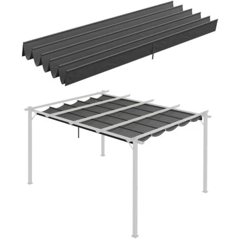 OUTSUNNY Toile De Rechange Pour Pergola Rétractable 4 X 3 M Polyester Haute Densité 180 G/m² Imperméabilisé Gris 3 OUTSUNNY Toile De Rechange Pour Pergola Rétractable 4 X 3 M Polyester Haute Densité 180 G/m² Imperméabilisé Gris
