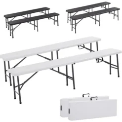AREBOS 2X Bancs Pliables Pliant Banc De Camping Picnic Bancs De Brasserie