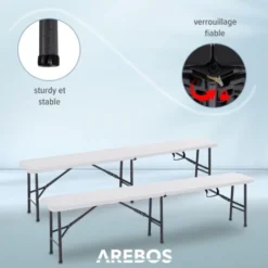 AREBOS 2X Bancs Pliables Pliant Banc De Camping Picnic Bancs De Brasserie 9 AREBOS 2X Bancs Pliables Pliant Banc De Camping Picnic Bancs De Brasserie -Promos Verde Rêverie Boutique 8414491 3