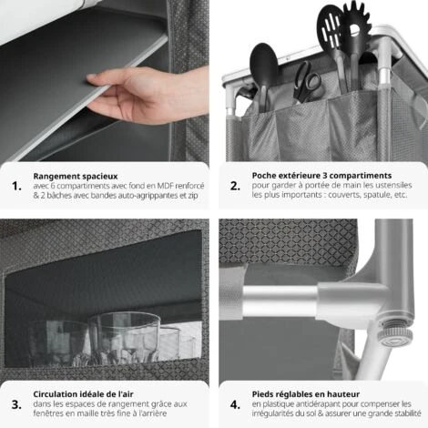 Meuble De Camping 2 Compartiments 6 étagères - Meuble De Rangement Cuisine, Cuisine De Camping, Equipement Camping 7 Meuble De Camping 2 Compartiments 6 étagères - Meuble De Rangement Cuisine, Cuisine De Camping, Equipement Camping – Image 5