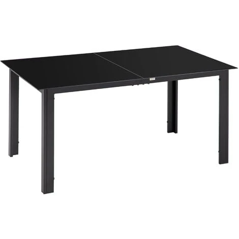 OUTSUNNY Table De Jardin Rectangulaire 6 Personnes Dim. 150L X 90l X 74H Cm Alu. Plateau Verre Trempé Noir 3 OUTSUNNY Table De Jardin Rectangulaire 6 Personnes Dim. 150L X 90l X 74H Cm Alu. Plateau Verre Trempé Noir