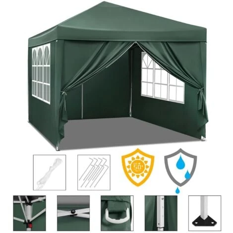 WOLTU Tonnelle De Jardin. Auvent Pliable Imperméable. Protection Du Soleil UV 50+. Hauteur Réglable 3x3m. Vert 7 WOLTU Tonnelle De Jardin. Auvent Pliable Imperméable. Protection Du Soleil UV 50+. Hauteur Réglable 3x3m. Vert – Image 5