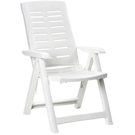 Fauteuil Pliant. Couleur: Blanc 60x61x109cm Modèle Multipositions - Progarden 3 Fauteuil Pliant. Couleur: Blanc 60x61x109cm Modèle Multipositions - Progarden