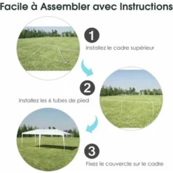 COSTWAY Tonnelle De Jardin 3 M X 6 M Étanche/Tente De Réception/Barnum En Tube Métal 6 Cordes à Vent Et 12 Piquets, Pour Fêtes Commercial Mariage, Blanc 9 COSTWAY Tonnelle De Jardin 3 M X 6 M Étanche/Tente De Réception/Barnum En Tube Métal 6 Cordes à Vent Et 12 Piquets, Pour Fêtes Commercial Mariage, Blanc -Promos Verde Rêverie Boutique 86980787 3
