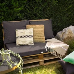 Kit De Coussins Et Assise Déhoussables Pour Palette - Gris Foncé - Linxor -Promos Verde Rêverie Boutique 87905526 4