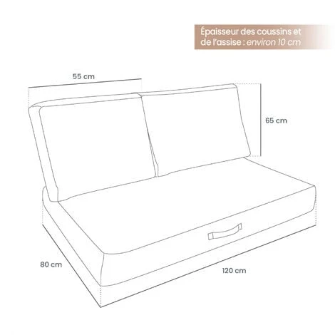 Kit De Coussins Et Assise Déhoussables Pour Palette - Terracotta - Linxor 4 Kit De Coussins Et Assise Déhoussables Pour Palette - Terracotta - Linxor – Image 2