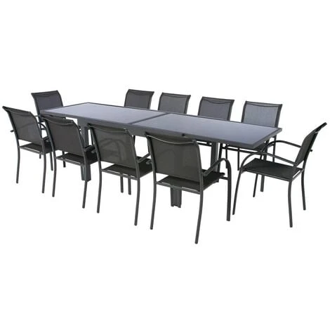 Table Piazza Extensible Verre Graphite 10 Personnes - Hespéride 6 Table Piazza Extensible Verre Graphite 10 Personnes - Hespéride – Image 4