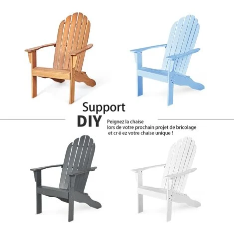 RELAX4LIFE Fauteuil Adirondack En Bois Acacia Massif, Certifié FSC, Résistant Aux Intempéries,Chaise D'Extérieur Charge Max 160 KG Pour Balcon, Terrasse, Plage, Blanc 7 RELAX4LIFE Fauteuil Adirondack En Bois Acacia Massif, Certifié FSC, Résistant Aux Intempéries,Chaise D'Extérieur Charge Max 160 KG Pour Balcon, Terrasse, Plage, Blanc – Image 5