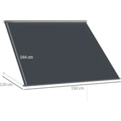 OUTSUNNY Store Banne Manuel Inclinaison Réglable Acier Alu. Dim. 150L X 120l (avancée) Cm Polyester Imperméabilisé Anti-UV Gris -Promos Verde Rêverie Boutique 88326702 3