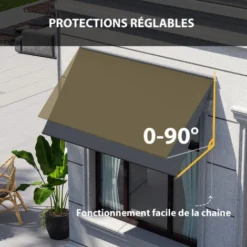 OUTSUNNY Store Banne Manuel Inclinaison Réglable Acier Alu. Dim. 150L X 120l (avancée) Cm Polyester Imperméabilisé Anti-UV Gris -Promos Verde Rêverie Boutique 88326702 5