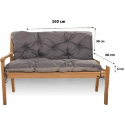 Coussin Pour Banc De Jardin 160 X 60 X 50 Cm, Coussin Pour Banc Extérieur Canapé, Canapé 3 Balancelle, Anthracite, SETGARDEN -Promos Verde Rêverie Boutique 88495176 4