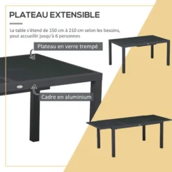 OUTSUNNY Ensemble De Jardin 6 Personnes Chaises Empilables Table Extensible 150/210L Cm Alu. Teslin Gris 10 OUTSUNNY Ensemble De Jardin 6 Personnes Chaises Empilables Table Extensible 150/210L Cm Alu. Teslin Gris -Promos Verde Rêverie Boutique 88507217 4