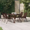 Table De Jardin Marron Et Noir 140x70x70 Cm Acier Et Verre -Promos Verde Rêverie Boutique 88834949 1