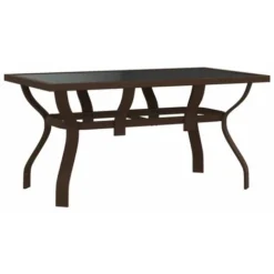Table De Jardin Marron Et Noir 140x70x70 Cm Acier Et Verre -Promos Verde Rêverie Boutique 88834949 2