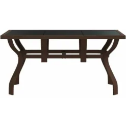 Table De Jardin Marron Et Noir 140x70x70 Cm Acier Et Verre -Promos Verde Rêverie Boutique 88834949 3