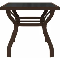 Table De Jardin Marron Et Noir 140x70x70 Cm Acier Et Verre -Promos Verde Rêverie Boutique 88834949 4