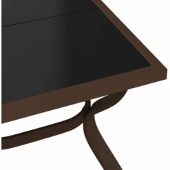 Table De Jardin Marron Et Noir 140x70x70 Cm Acier Et Verre -Promos Verde Rêverie Boutique 88834949 5
