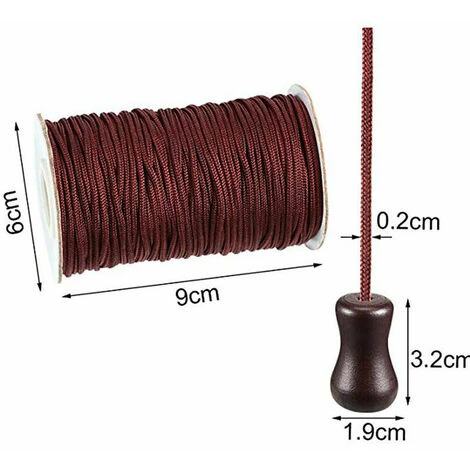Corde D'Ombrage Tressé Marron 50 M/Rouleau Avec 4 Pièces Marron Pendentif En Bois Pour Aluminium Store Ombre, Plante De Jardinage Et De L'Artisanat (Marron) 4 Corde D'Ombrage Tressé Marron 50 M/Rouleau Avec 4 Pièces Marron Pendentif En Bois Pour Aluminium Store Ombre, Plante De Jardinage Et De L'Artisanat (Marron) – Image 2