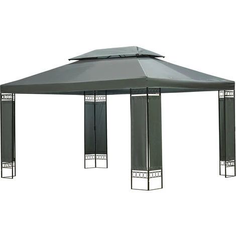 Mondeer Tonnelle De Jardin, Pavillon, Tonnelle De Double Toit, Protection Contre Le Soleil Et La Pluie, Convient Pour La Cour, Le Jardin, La Fête En Terrasse, 3x4m, Gris 3 Mondeer Tonnelle De Jardin, Pavillon, Tonnelle De Double Toit, Protection Contre Le Soleil Et La Pluie, Convient Pour La Cour, Le Jardin, La Fête En Terrasse, 3x4m, Gris