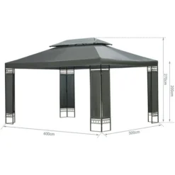 Mondeer Tonnelle De Jardin, Pavillon, Tonnelle De Double Toit, Protection Contre Le Soleil Et La Pluie, Convient Pour La Cour, Le Jardin, La Fête En Terrasse, 3x4m, Gris 9 Mondeer Tonnelle De Jardin, Pavillon, Tonnelle De Double Toit, Protection Contre Le Soleil Et La Pluie, Convient Pour La Cour, Le Jardin, La Fête En Terrasse, 3x4m, Gris -Promos Verde Rêverie Boutique 89076088 3