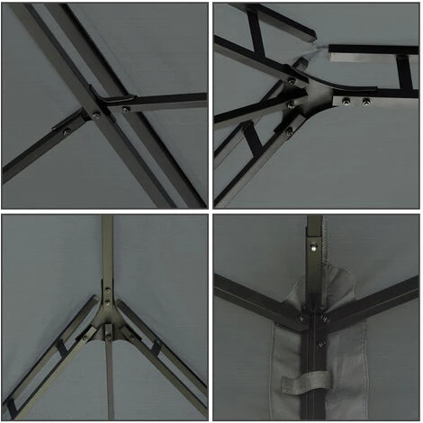 Mondeer Tonnelle De Jardin, Pavillon, Tonnelle De Double Toit, Protection Contre Le Soleil Et La Pluie, Convient Pour La Cour, Le Jardin, La Fête En Terrasse, 3x4m, Gris 7 Mondeer Tonnelle De Jardin, Pavillon, Tonnelle De Double Toit, Protection Contre Le Soleil Et La Pluie, Convient Pour La Cour, Le Jardin, La Fête En Terrasse, 3x4m, Gris – Image 5