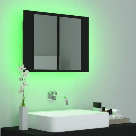 Armoire De Salle De Bain à Miroir à LED Noir 60x12x45 Cm 7 Armoire De Salle De Bain à Miroir à LED Noir 60x12x45 Cm – Image 5
