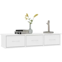 Étagère Murale Avec Tiroirs Blanc 88x26x18,5 Cm Aggloméré 9 Étagère Murale Avec Tiroirs Blanc 88x26x18,5 Cm Aggloméré -Promos Verde Rêverie Boutique 89133094 3