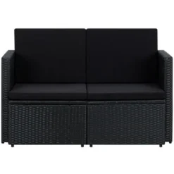 Canapé De Jardin à 2 Places Avec Coussins Noir Résine Tressée 8 Canapé De Jardin à 2 Places Avec Coussins Noir Résine Tressée -Promos Verde Rêverie Boutique 89133412 2