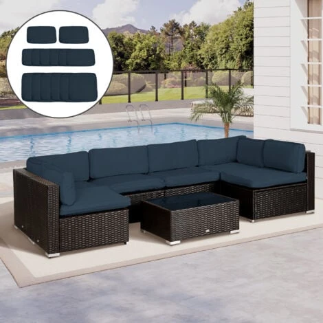 OUTSUNNY Lot De 14 Housses De Rechange Coussins Salon De Jardin - 6 Housses Coussin D'assise, 8 Housses Coussin Dossier - Housses Zippées Polyester Déperlant Bleu 4 OUTSUNNY Lot De 14 Housses De Rechange Coussins Salon De Jardin - 6 Housses Coussin D'assise, 8 Housses Coussin Dossier - Housses Zippées Polyester Déperlant Bleu – Image 2