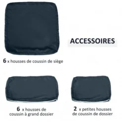 OUTSUNNY Lot De 14 Housses De Rechange Coussins Salon De Jardin - 6 Housses Coussin D'assise, 8 Housses Coussin Dossier - Housses Zippées Polyester Déperlant Bleu 9 OUTSUNNY Lot De 14 Housses De Rechange Coussins Salon De Jardin - 6 Housses Coussin D'assise, 8 Housses Coussin Dossier - Housses Zippées Polyester Déperlant Bleu -Promos Verde Rêverie Boutique 89200055 3