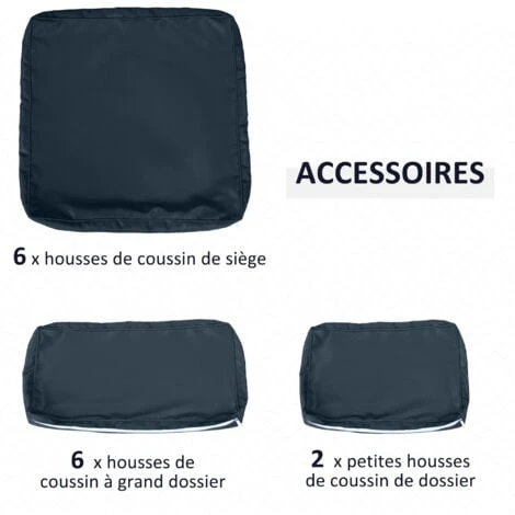 OUTSUNNY Lot De 14 Housses De Rechange Coussins Salon De Jardin - 6 Housses Coussin D'assise, 8 Housses Coussin Dossier - Housses Zippées Polyester Déperlant Bleu 5 OUTSUNNY Lot De 14 Housses De Rechange Coussins Salon De Jardin - 6 Housses Coussin D'assise, 8 Housses Coussin Dossier - Housses Zippées Polyester Déperlant Bleu – Image 3