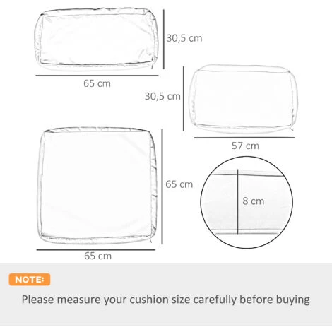 OUTSUNNY Lot De 14 Housses De Rechange Coussins Salon De Jardin - 6 Housses Coussin D'assise, 8 Housses Coussin Dossier - Housses Zippées Polyester Déperlant Bleu 7 OUTSUNNY Lot De 14 Housses De Rechange Coussins Salon De Jardin - 6 Housses Coussin D'assise, 8 Housses Coussin Dossier - Housses Zippées Polyester Déperlant Bleu – Image 5