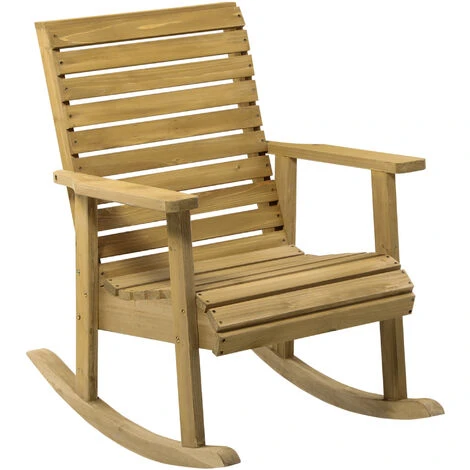 OUTSUNNY Fauteuil De Jardin à Bascule Rocking Chair Style Néo-rétro Bois Sapin Autoclave 3 OUTSUNNY Fauteuil De Jardin à Bascule Rocking Chair Style Néo-rétro Bois Sapin Autoclave